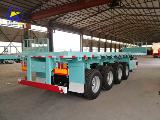 4軸 40FT 45FT 50t 平床トレーラー コンテナロックとQ345b 鋼筋主梁