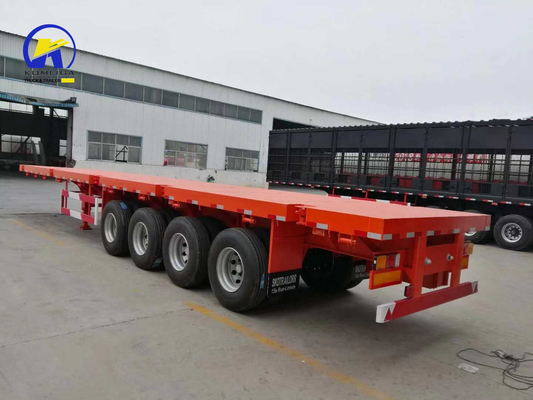 4軸 40FT 45FT 50t 平床トレーラー コンテナロックとQ345b 鋼筋主梁