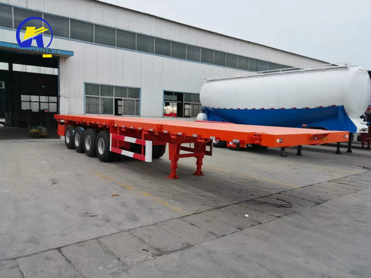 4軸 40FT 45FT 50t 平床トレーラー コンテナロックとQ345b 鋼筋主梁
