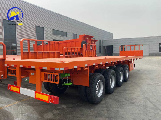 4軸 40FT 45FT 50t 平床トレーラー コンテナロックとQ345b 鋼筋主梁