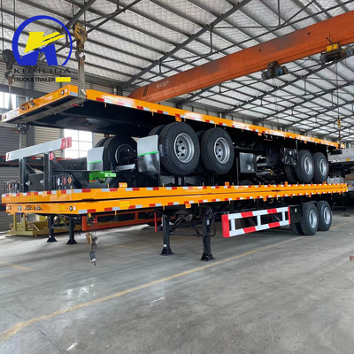 タジキスタンへの4軸の20FT40FT重用プラットフォームフラットベッドコンテナ半トレーラー