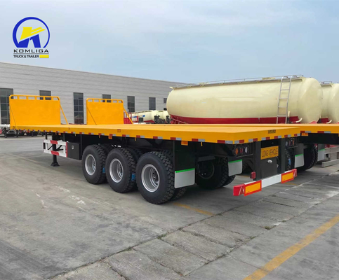 タジキスタンへの4軸の20FT40FT重用プラットフォームフラットベッドコンテナ半トレーラー
