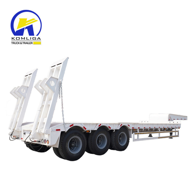 3軸 50 60 70 80 トン 低負荷 作業デッキ 9000X3000X1350mm の低床トレーラー