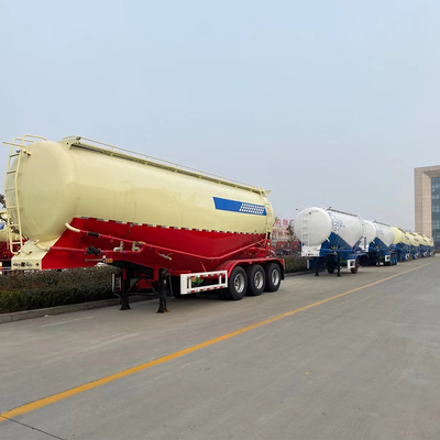 45cbm 50tons 3軸 V形 12輪のフラットベッド輸送のための乾燥散装セメントトレーラー
