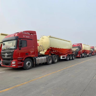 45cbm 50tons 3軸 V形 12輪のフラットベッド輸送のための乾燥散装セメントトレーラー