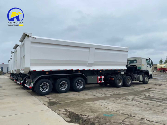 Sinotruk ホワイト 3軸 U 形 ダンプ トレーラー ターパー 半トレーラー ワブコ ブレーキシステム