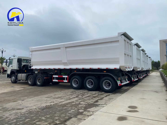 Sinotruk ホワイト 3軸 U 形 ダンプ トレーラー ターパー 半トレーラー ワブコ ブレーキシステム