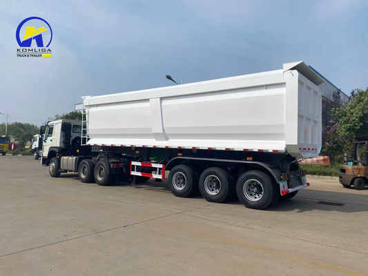 Sinotruk ホワイト 3軸 U 形 ダンプ トレーラー ターパー 半トレーラー ワブコ ブレーキシステム