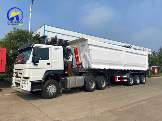 Sinotruk ホワイト 3軸 U 形 ダンプ トレーラー ターパー 半トレーラー ワブコ ブレーキシステム